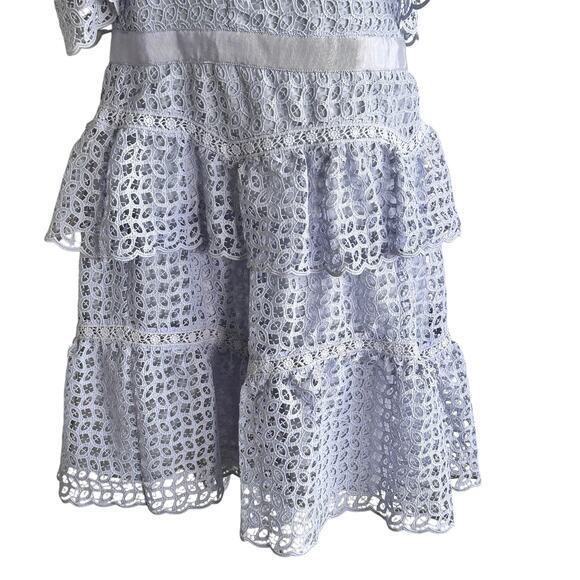 Self Portrait Guipure Frill one shoulder lace ruffle Dress size 10 - Picture 7 of 12